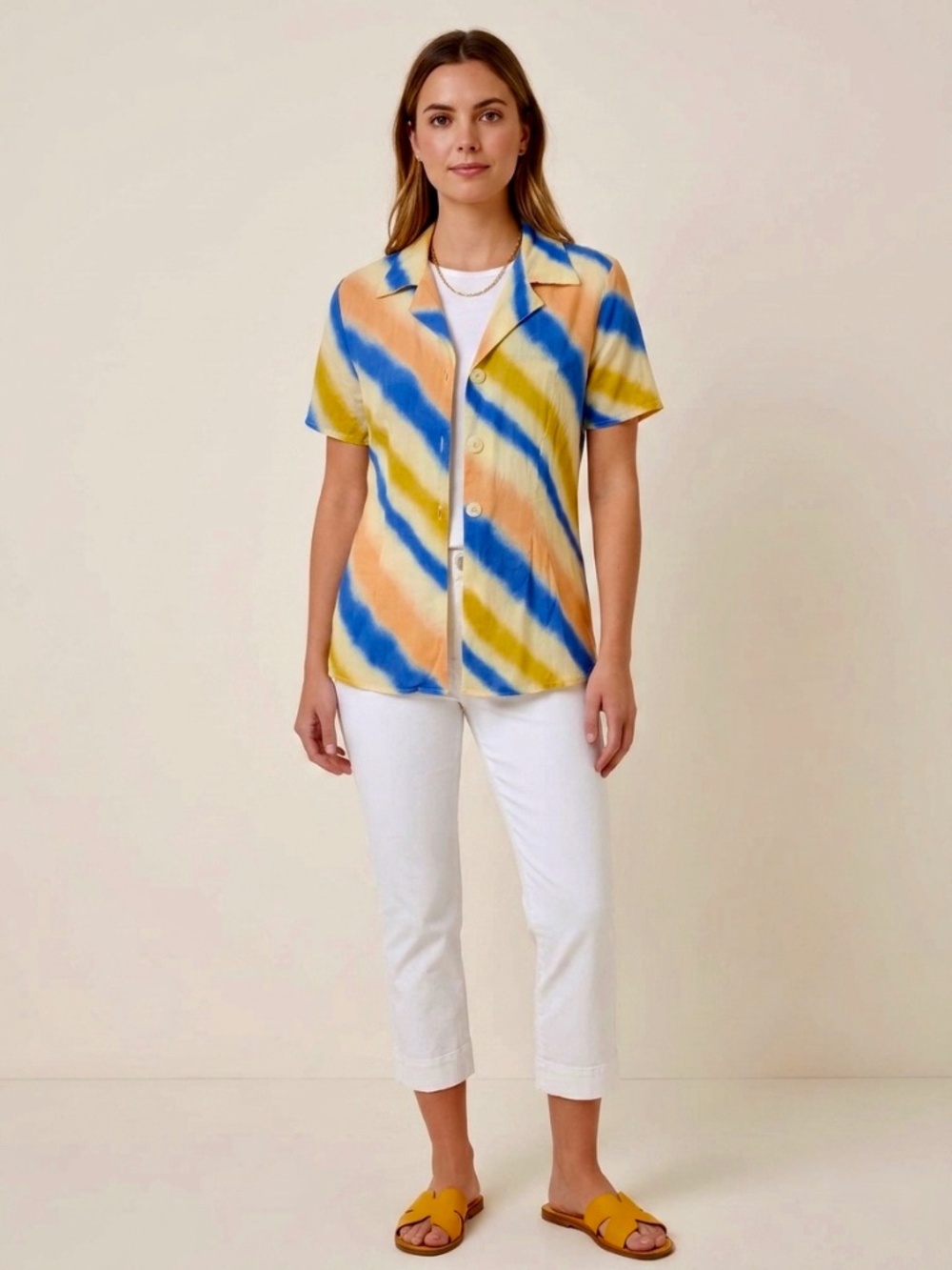 Vintage Italian Abstract Button-Up Blouse